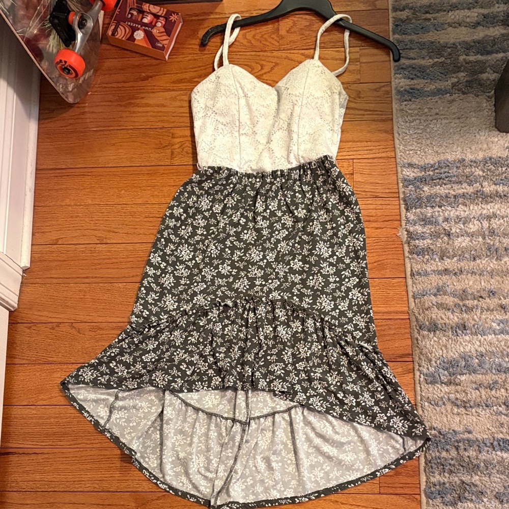 No Boundaries Green and White Floral Dress